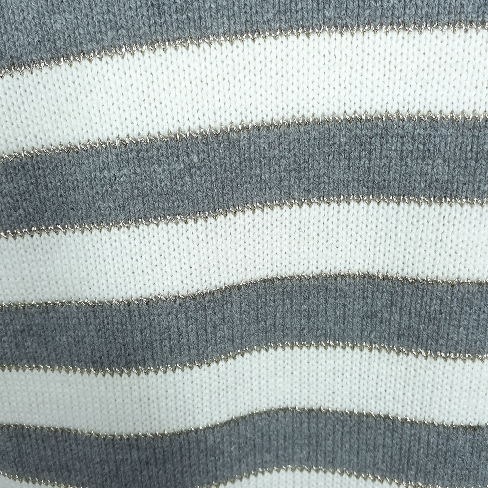 Charter Club Sweater M Stripe Gold Buttons 384 - Picture 4 of 6